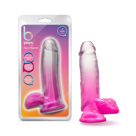 Blush B Yours Sugar Magnolia 7 in. Dildo with Balls & Suction Cup Fuchsia - Not Very Vanilla