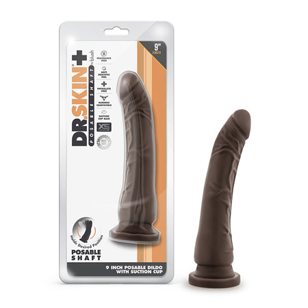 Blush Dr. Skin Plus Realistic 9 in. Triple Density Posable Dildo with Suction Cup Brown - Not Very Vanilla