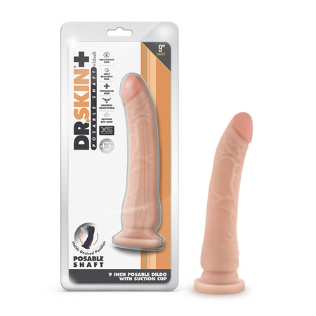 Blush Dr. Skin Plus Realistic 9 in. Triple Density Posable Dildo with Suction Cup Beige - Not Very Vanilla