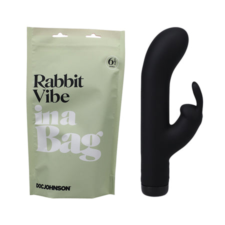 Doc Johnson Rabbit Vibe In A Bag Rechargeable Silicone Dual Stimulation Vibrator Black - Not Very Vanilla