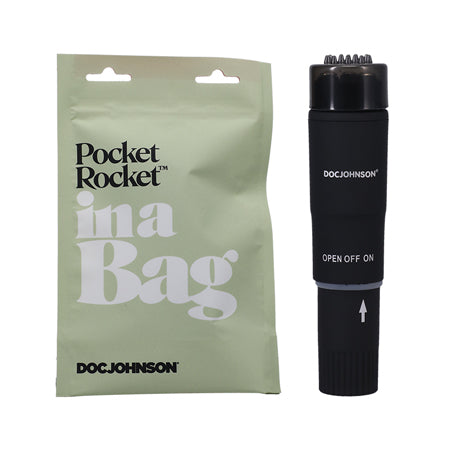 Doc Johnson Pocket Rocket In A Bag Mini Vibrator Black - Not Very Vanilla