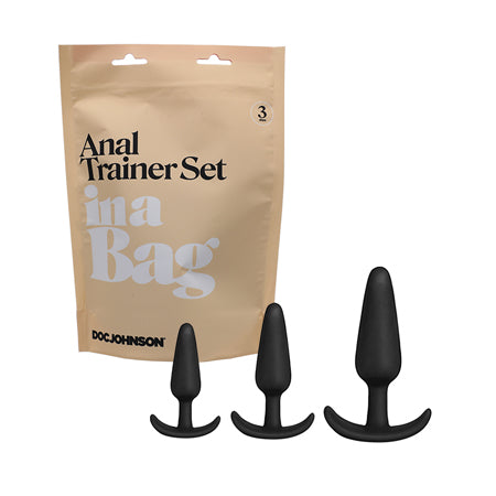 Doc Johnson Anal Trainer Set In A Bag 3-Piece Silicone Black - Not Very Vanilla