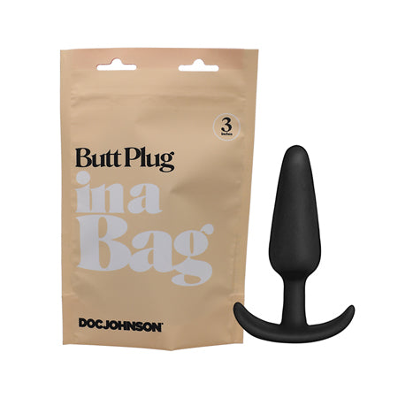 Doc Johnson Butt Plug In A Bag 3 in. Silicone Black - Not Very Vanilla