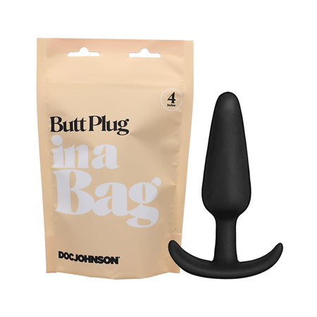 Doc Johnson Butt Plug In A Bag 4 in. Silicone Black - Not Very Vanilla