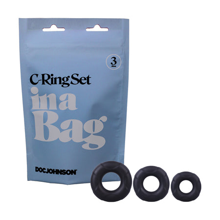 Doc Johnson C-Ring Set In A Bag 3-Piece Silicone Cockrings Black - Not Very Vanilla