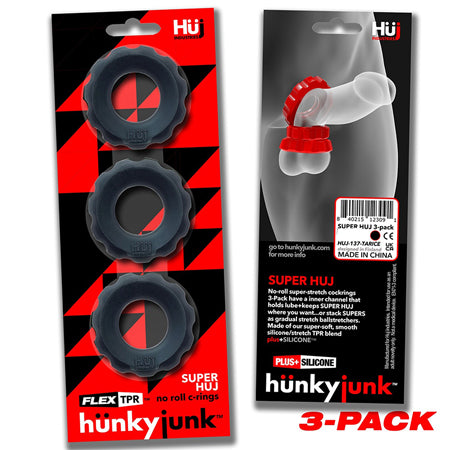 Hunkyjunk SuperHuj 3-Pack Cockrings Tar Ice - Not Very Vanilla