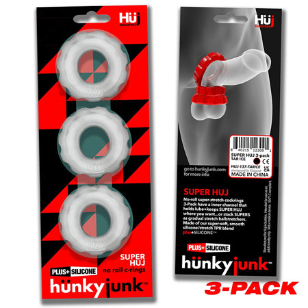 Hunkyjunk SuperHuj 3-Pack Cockrings Clear Ice - Not Very Vanilla