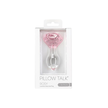 Pillow Talk Rosy Glass Anal Plug with Pink Rose Base - Not Very Vanilla