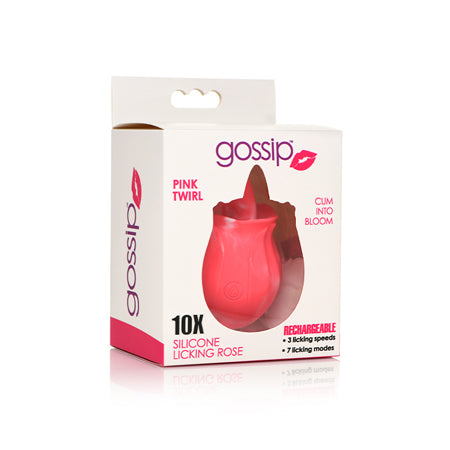 Curve Toys Gossip Cum Into Bloom Rechargeable Silicone Licking Rose Pink Twirl - Not Very Vanilla