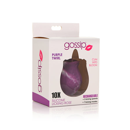 Curve Toys Gossip Cum Into Bloom Rechargeable Silicone Licking Rose Purple Twirl - Not Very Vanilla