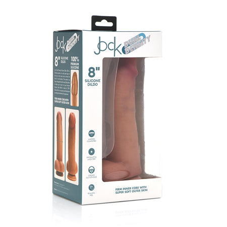 Curve Toys Jock Dual Density 8 in. Silicone Dildo with Balls & Suction Cup Light - Not Very Vanilla