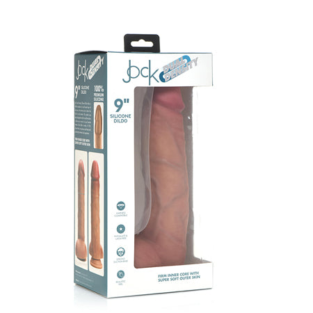 Curve Toys Jock Dual Density 9 in. Silicone Dildo with Balls & Suction Cup Light - Not Very Vanilla