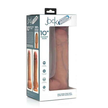 Curve Toys Jock Dual Density 10 in. Silicone Dildo with Balls & Suction Cup Light - Not Very Vanilla