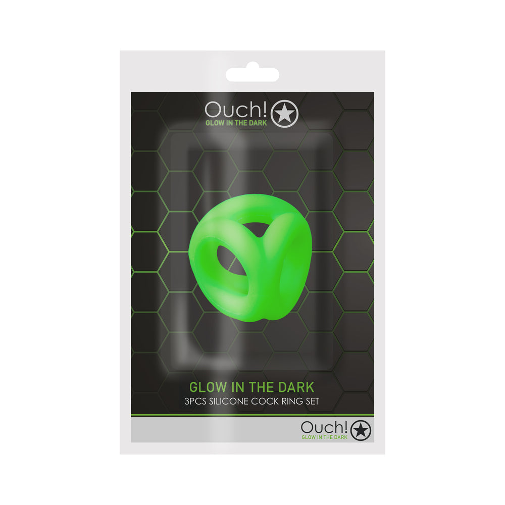 Ouch! Glow in the Dark Silicone Cock & Ball Sling Neon Green