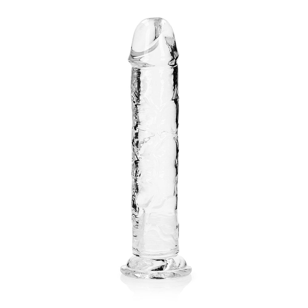 RealRock Crystal Clear Straight 11 in. Dildo Without Balls Clear