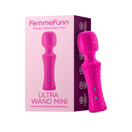 FemmeFunn Ultra Wand Mini Rechargeable Flexible Textured Silicone Vibrator Pink - Not Very Vanilla