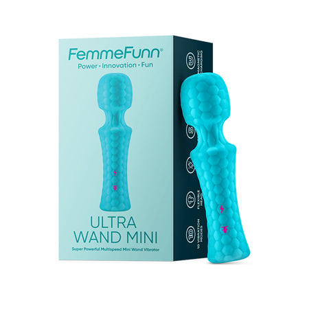 FemmeFunn Ultra Wand Mini Rechargeable Flexible Textured Silicone Vibrator Turquoise - Not Very Vanilla