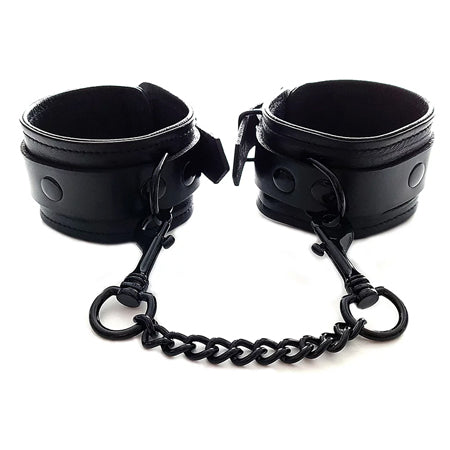 Rouge Leather Wrist Cuffs Black with Black Accessories - Not Very Vanilla