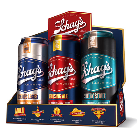 Blush Schag's Beer Can Self-Lubricating Stroker 6-Pack Display Assorted (2 of each style) - Not Very Vanilla