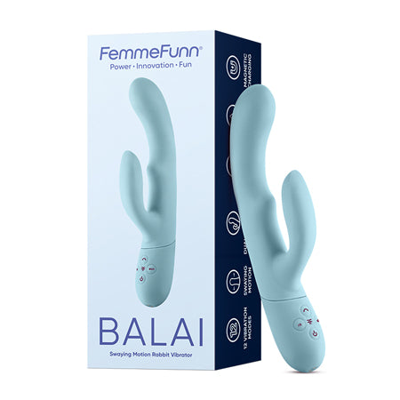 FemmeFunn Balai Rechargeable Silicone Swaying Motion Dual Stimulation Vibrator Light Blue - Not Very Vanilla