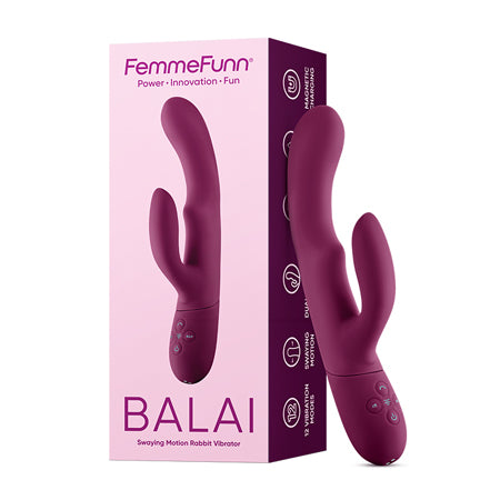 FemmeFunn Balai Rechargeable Silicone Swaying Motion Dual Stimulation Vibrator Dark Fuchsia - Not Very Vanilla