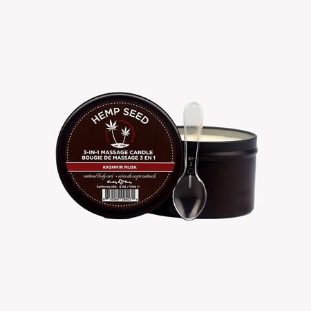 Earthly Body Hemp Seed 3-in-1 Massage Candle Kashmir Musk 6 oz. - Not Very Vanilla