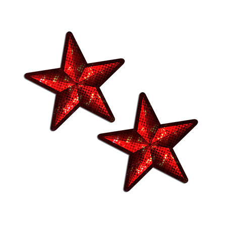 Pastease Nautical Star: Diamond Thom Red Disco Sailor Star Nipple Pasties - Not Very Vanilla