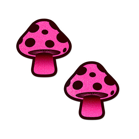 Pastease Mushroom: Neon Pink Shroom Nipple Pasties - Not Very Vanilla