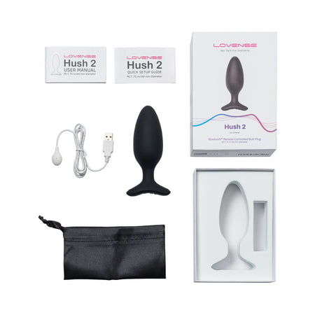 Lovense Hush 2 Bluetooth Remote-Controlled Vibrating Butt Plug M 1.75 in. - Not Very Vanilla