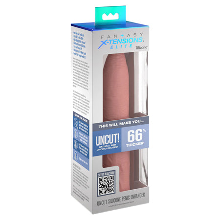 Fantasy X-tensions Elite Uncut 7 in. Open-Ended Silicone Enhancement Sleeve Beige - Not Very Vanilla