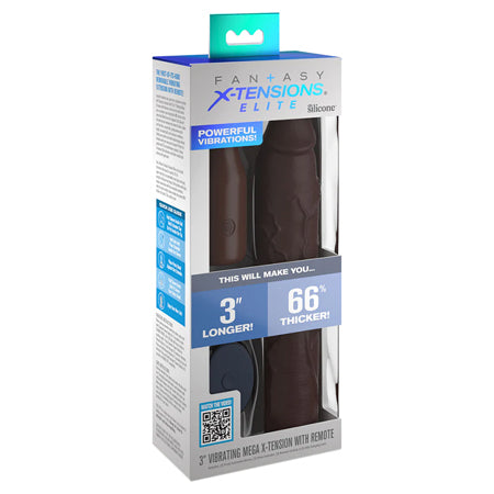 Fantasy X-tensions Elite 9 in. Silicone Mega Extension Sleeve 3 in. Vibrating Brown - Not Very Vanilla