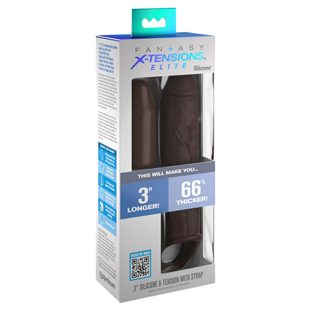 Fantasy X-tensions Elite 7 in. Silicone Extension with Strap & 3 in. Extender Brown - Not Very Vanilla