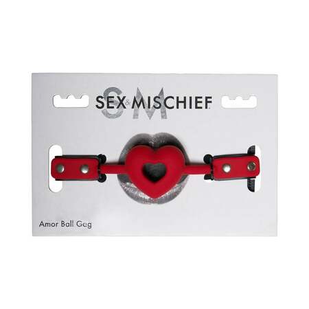 Sportsheets Sex & Mischief Amor Breathable Heart-Shaped Silicone Ball Gag Red - Not Very Vanilla