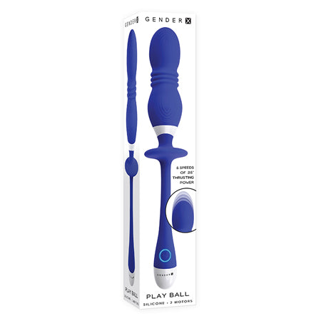 Gender X Play Ball Rechargeable Thrusting Silicone Dual Orb Vibrator Blue - Not Very Vanilla