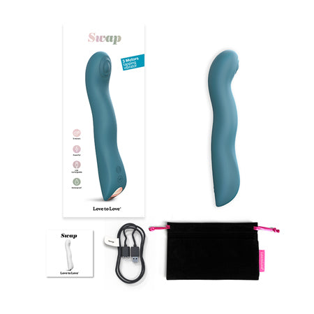 Love To Love Swap Rechargeable Triple Motor Tapping Silicone G-Spot Vibrator Teal Me - Not Very Vanilla