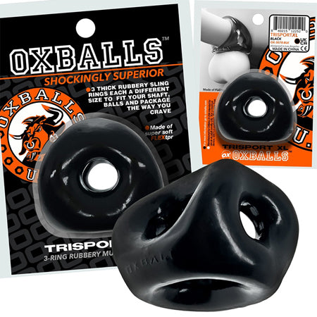 Oxballs Tri-Sport XL Thicker 3-Ring Sling Black - Not Very Vanilla