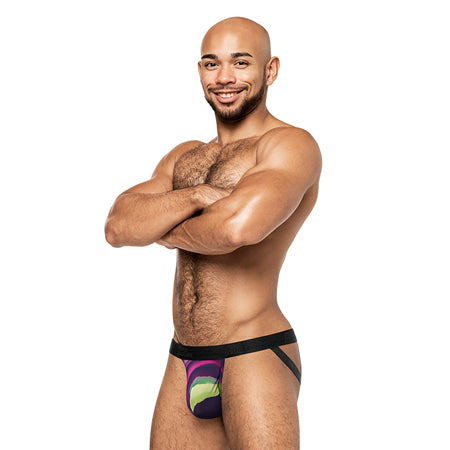 Male Power Galactic Strappy Ring Jock Print S/M - Not Very Vanilla