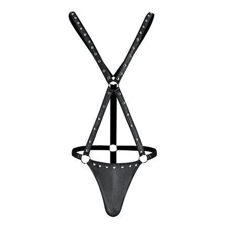 Male Power Fetish Warrior Criss-Cross Body Harness Black S/M - Not Very Vanilla