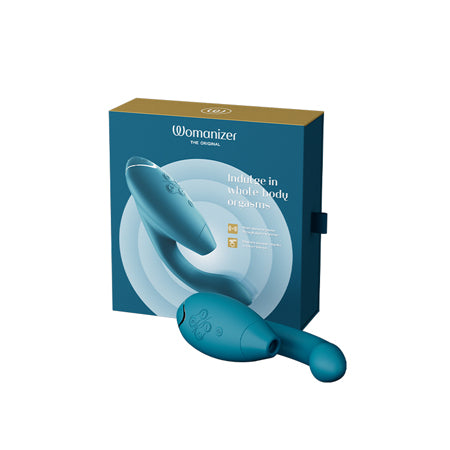 Womanizer Duo 2 Rechargeable Dual Stimulation Pleasure Air and G-Spot Vibrator Petrol - Not Very Vanilla