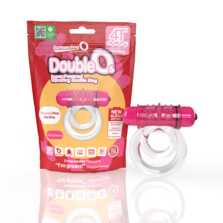 Screaming O 4T DoubleO 6 Vibrating Double Cockring Strawberry - Not Very Vanilla