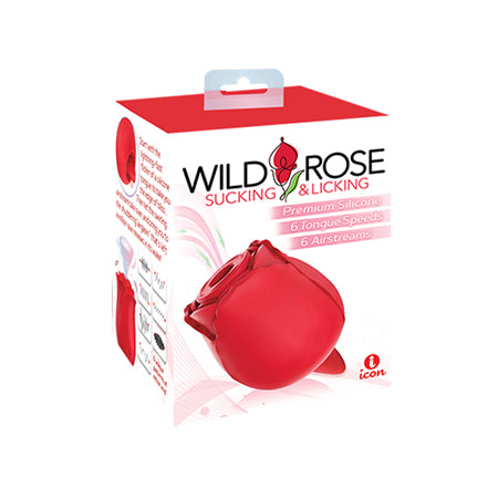 Wild Rose and Tongue Sucking and Licking Vibrator Red - Not Very Vanilla