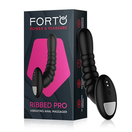 Forto Ribbed Pro Rechargeable Silicone Vibrating Anal Massager Black - Not Very Vanilla