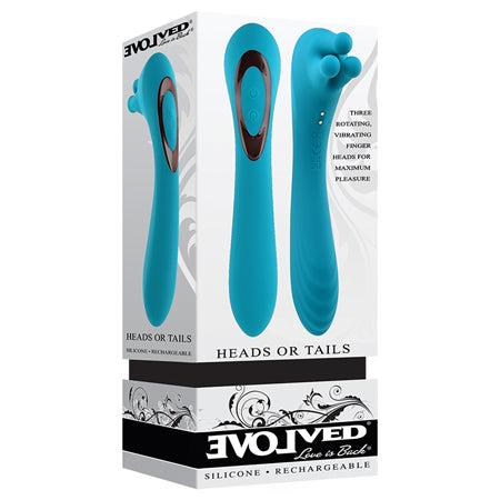 Evolved Heads or Tails Rechargeable Silicone Vibrator Teal - Not Very Vanilla