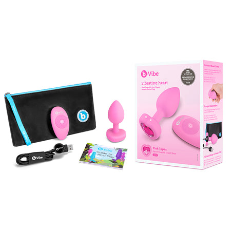 b-Vibe Vibrating Heart Anal Plug with Heart-Shaped Jewel Base S/M Pink - Not Very Vanilla