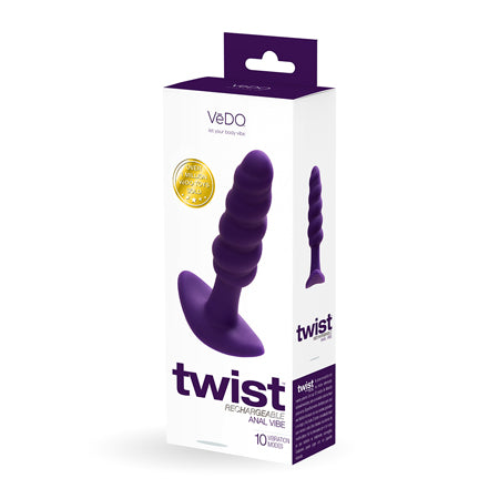 VeDO Twist Rechargeable Silicone Vibrating Anal Plug Purple - Not Very Vanilla