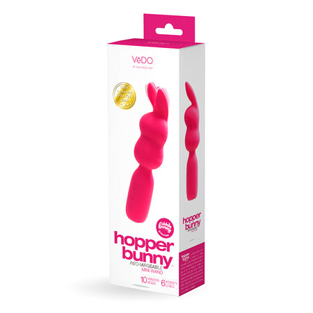 VeDO Hopper Bunny Rechargeable Silicone Mini Wand Vibrator Pink - Not Very Vanilla