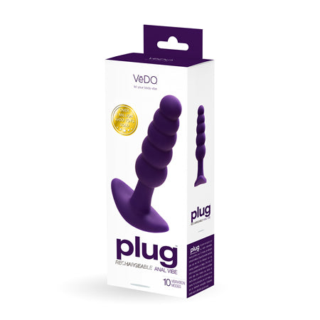 VeDO Plug Rechargeable Silicone Vibrating Anal Plug Purple - Not Very Vanilla