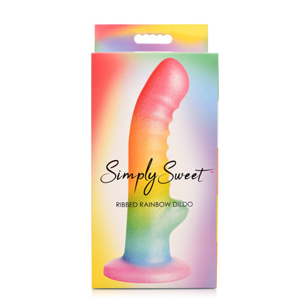 Simply Sweet Ribbed 6.5 in. Silicone Dildo Rainbow - Not Very Vanilla