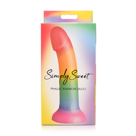 Simply Sweet Phallic 6.5 in. Silicone Dildo Rainbow - Not Very Vanilla