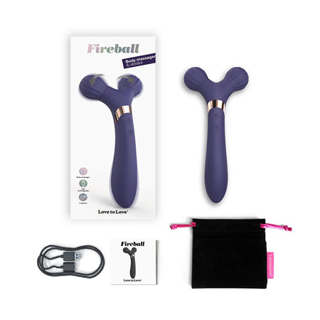 Love to Love Fireball Rechargeable Dual Ended Silicone Body Massager & Vibrator Midnight Indigo - Not Very Vanilla